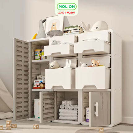 Plastic Cabinet HDPE 41x31x108cm Clothes Toys Multipurpose Minimalist 001-M2504