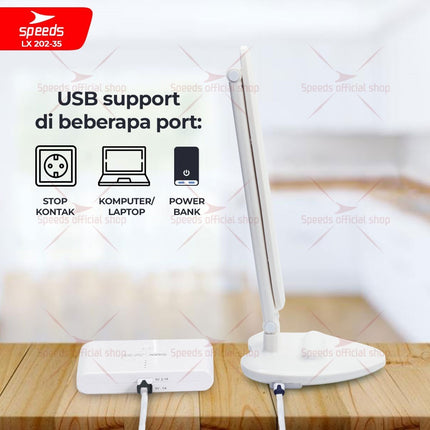 SPEEDS Lampu Meja Belajar LED 54 Titik Membaca Terang Dapat Disesuaikan Adjustable 2 Poros 202-35