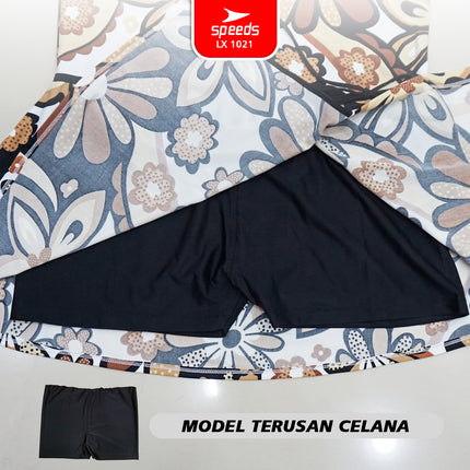 SPEEDS Pakaian Renang Wanita Ukuran Jumbo 5L 6L 7L 8L Swimdress Baju Renang Spandex 1021