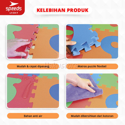 SPEEDS Matras Evamat 30x30cm Matras Puzzle Karpet Puzzle Matras Alas Lantai Evamat Alas Lantai Soft Matras 034-9