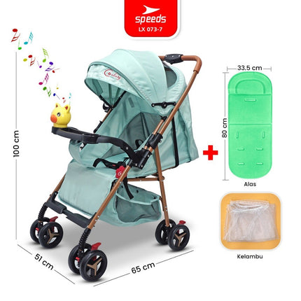 SPEEDS Stroller Anak Full Cover 2 Fitur Lengkap Kereta Dorong Bayi Newborn Baby Stroller Travel Indoor Oudoor Portabel Premium LX 073-7