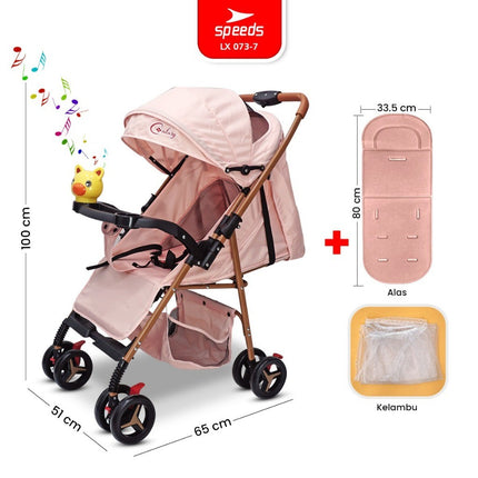 SPEEDS Stroller Anak Full Cover 2 Fitur Lengkap Kereta Dorong Bayi Newborn Baby Stroller Travel Indoor Oudoor Portabel Premium LX 073-7