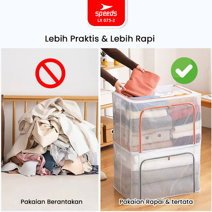 SPEEDS Kotak Penyimpanan Pakaian Lipat Oxford Storage Box Organizer Jumbo Multifungsi Serbaguna 075-2
