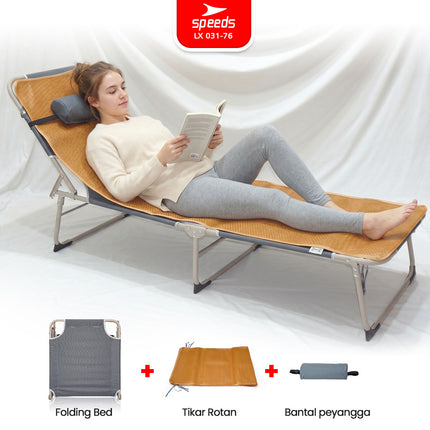 SPEEDS Kursi Lipat Folding Oxford Bed Velbed Kursi Malas Tempat Tidur Lipat Kursi Ranjang 031-76