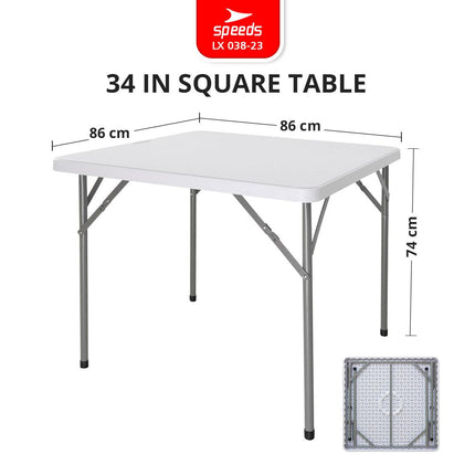 SPEEDS Meja Lipat Plastik 86x86x74cm Folding Table HDPE Indoor Outdoor Piknik Pameran Jualan Besar Meja Makan 038-23