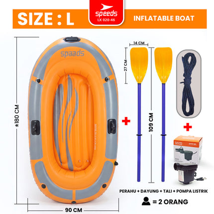 SPEEDS Perahu Karet Tiup 2 Orang Kayak + Dayung Arung Jeram 020-46