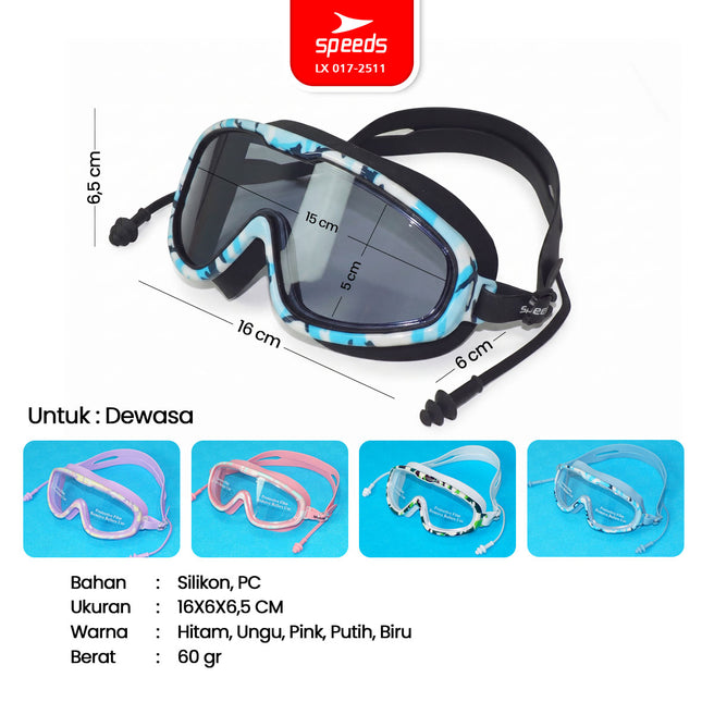 SPEEDS Kacamata Renang Dewasa Anti Fog + Ear Plugs 017-2511