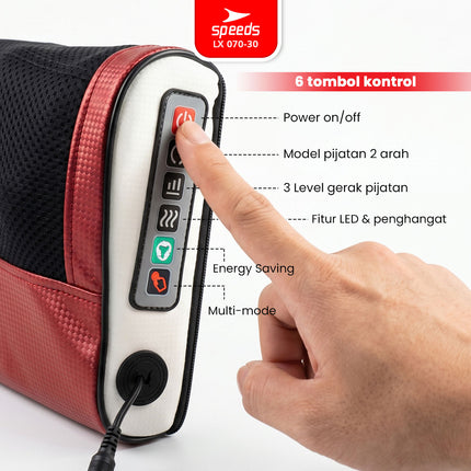 SPEEDS Bantal Pijat 20 Titik Kepala Portabel Multifungsi Alat Pijat Elektrik 070-30