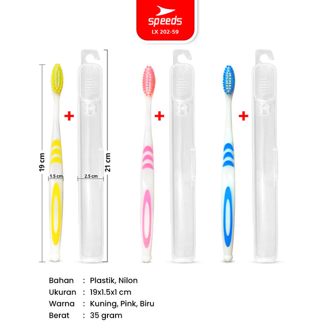 SPEEDS Sikat Gigi Hotel Toothbrush Gosok Gigi Hotel Travel Warna-Warni Atasi Karang Gigi 202-59