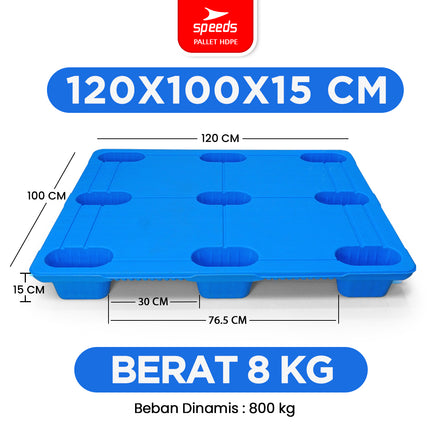 SPEEDS Thick HDPE Plastic Pallet 120x100x15cm Warehouse Pallet 9-Foot Strong Sturdy