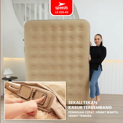 SPEEDS Kasur Angin Tiup 200x154x43cm Multifungsi Matras Kasur Pompa Outdoor Inflatable Bed 020-65