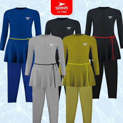 SPEEDS Baju Renang Sport Wanita Muslim Wear Swimdress Jumbo 5L 6L 7L 8L Bahan Spandex Pakaian Renang 1002