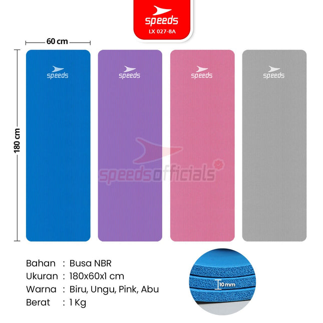 SPEEDS Matras Yoga NBR 10mm Alas Yoga Mat Alas Olahraga Pilates Karpet Spons Gym Berstandar SNI 027-8A