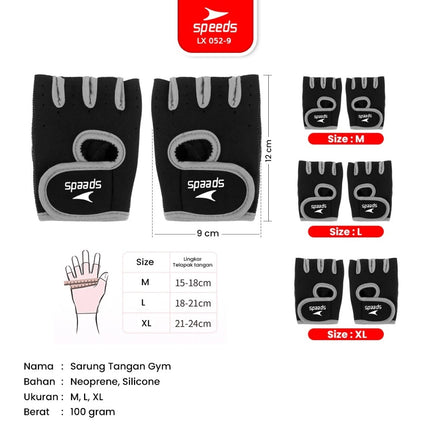 SPEEDS Sarung Tangan Gym Fitness Olahraga Anti Slip Unisex LX 052-9