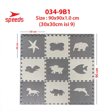 SPEEDS Matras Evamat 30x30cm Matras Puzzle Karpet Puzzle Matras Alas Lantai Evamat Alas Lantai Soft Matras 034-9