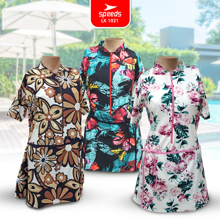 SPEEDS Pakaian Renang Wanita Ukuran Jumbo 5L 6L 7L 8L Swimdress Baju Renang Spandex 1021
