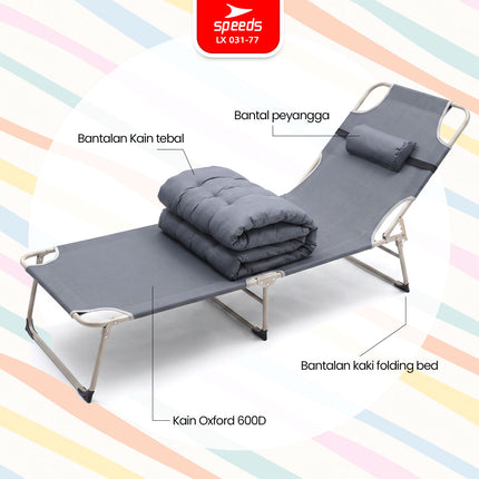 SPEEDS Kursi Lipat Folding Bed Tidur Matras Velbed Kursi Malas Tempat Tidur Lipat Kursi Ranjang 031-77