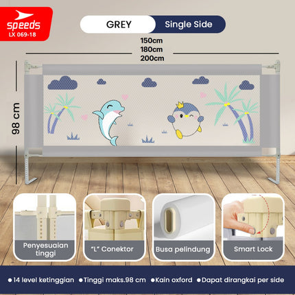 SPEEDS Baby Safety Bed Guard Baby Bedrail Fence Pagar Pengaman Pembatas Kasur Bed Rail Tempat Tidur Ranjang Bayi Balita Anak Bedguard Box 78-98cm Portable 067-18