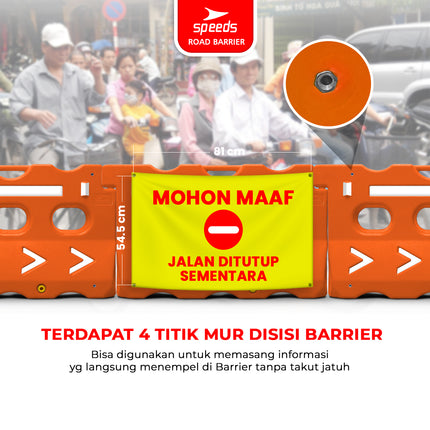SPEEDS Penutup Jalan Safety Road Barrier Pembatas Road Barrier Block Water Isi Air 2in1 Pemisah Lalu Lintas