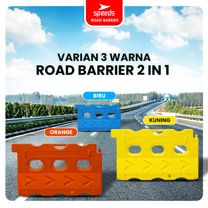 SPEEDS Penutup Jalan Safety Road Barrier Pembatas Road Barrier Block Water Isi Air 2in1 Pemisah Lalu Lintas