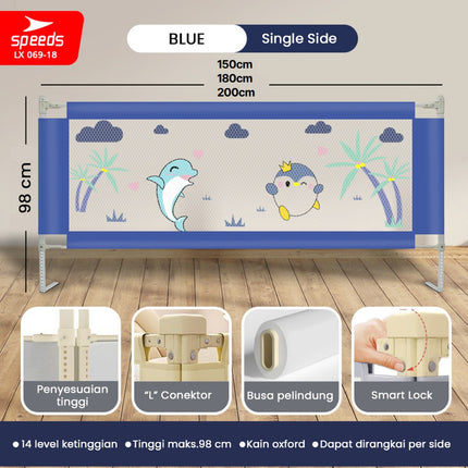 SPEEDS Baby Safety Bed Guard Baby Bedrail Fence Pagar Pengaman Pembatas Kasur Bed Rail Tempat Tidur Ranjang Bayi Balita Anak Bedguard Box 78-98cm Portable 067-18