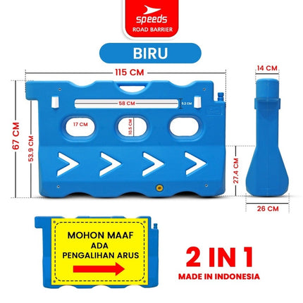 SPEEDS Penutup Jalan Safety Road Barrier Pembatas Road Barrier Block Water Isi Air 2in1 Pemisah Lalu Lintas