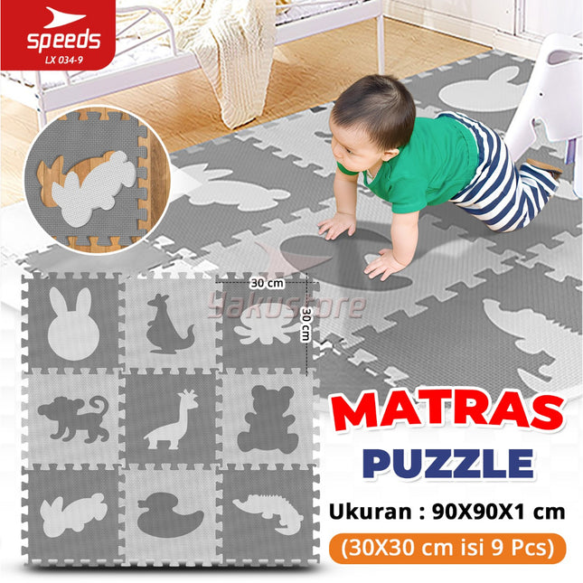 SPEEDS Matras Evamat 30x30cm Matras Puzzle Karpet Puzzle Matras Alas Lantai Evamat Alas Lantai Soft Matras 034-9