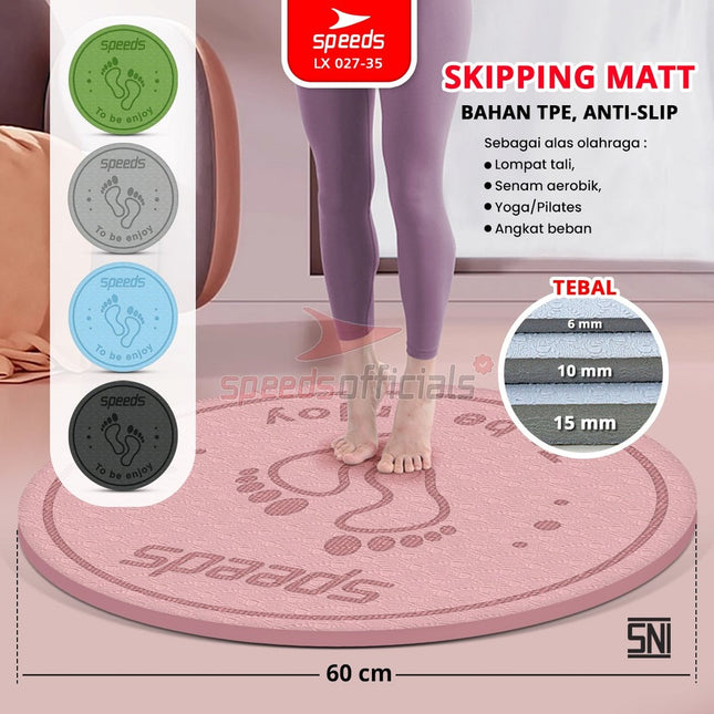SPEEDS Matras Lompat Tali TPE Skipping Mat 6-10-15mm Lingkaran Olahraga Fitness Jumping Mat Empuk Anti Slip 027-35