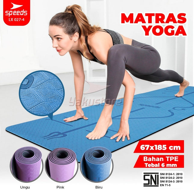 SPEEDS Yoga Mat TPE 6mm Matras Yoga Olahraga Meditasi Alas Yoga Karpet Berstandar SNI 027-4