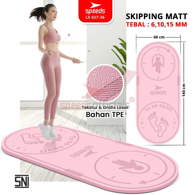SPEEDS Skipping Mat 6-10-15mm Matras Lompat Tali Olahraga Fitness Jumping Mat Empuk Anti Slip 027-36