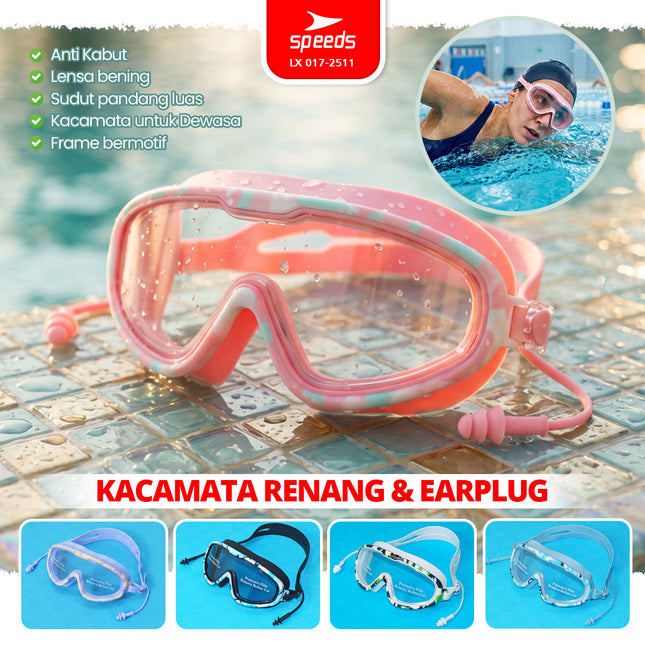 SPEEDS Kacamata Renang Dewasa Anti Fog + Ear Plugs 017-2511