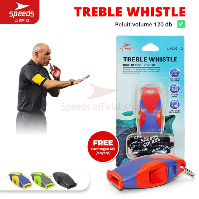 SPEEDS Peluit Wasit Pluit Treble Whistle Olahraga Periwitan Sport Trainer 120db + Lanyard Tali 007-12