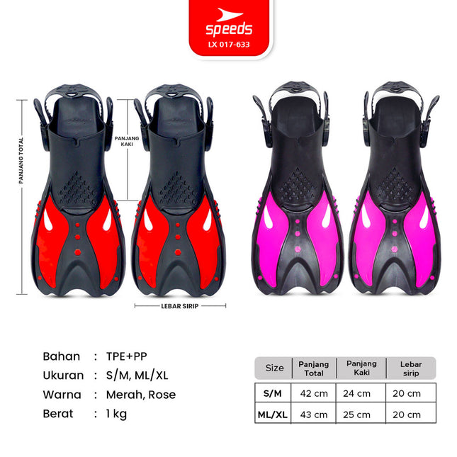 SPEEDS Kaki Katak Diving Fins Perlengkapan Swim Renang Snorkeling Laut Menyelam Kaki Kodok  017-633