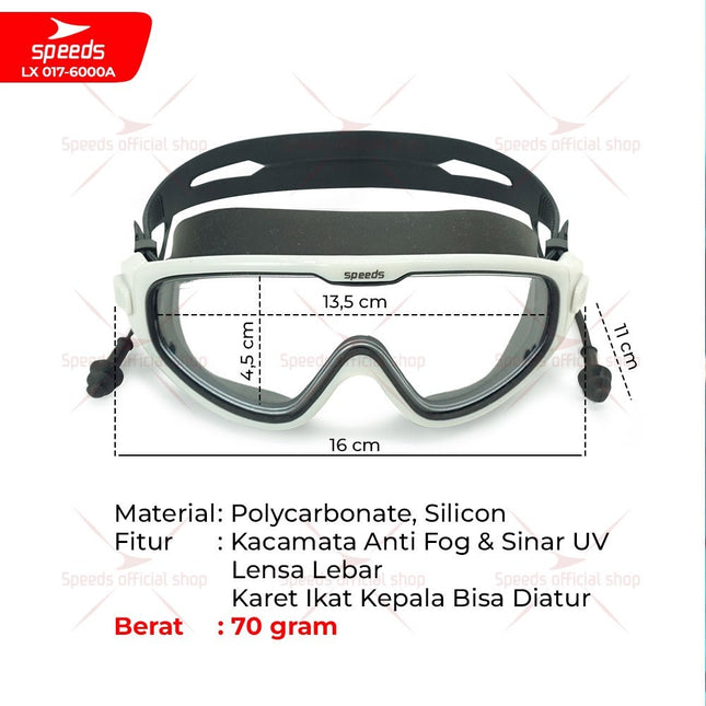 SPEEDS Kacamata Renang Dewasa Swimming Googles Remaja Anti FOG Anti UV Big Frame 017-6000