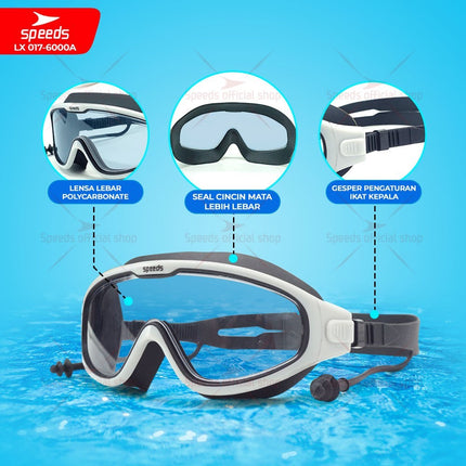 SPEEDS Kacamata Renang Dewasa Swimming Googles Remaja Anti FOG Anti UV Big Frame 017-6000