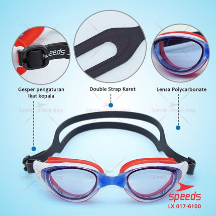 SPEEDS Kacamata Renang Dewasa Anti UV Fog Mirrored LX017-6100