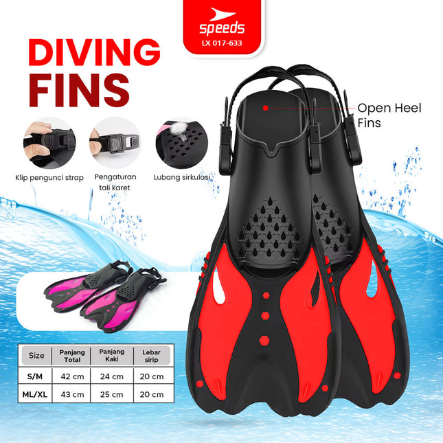 SPEEDS Kaki Katak Diving Fins Perlengkapan Swim Renang Snorkeling Laut Menyelam Kaki Kodok  017-633