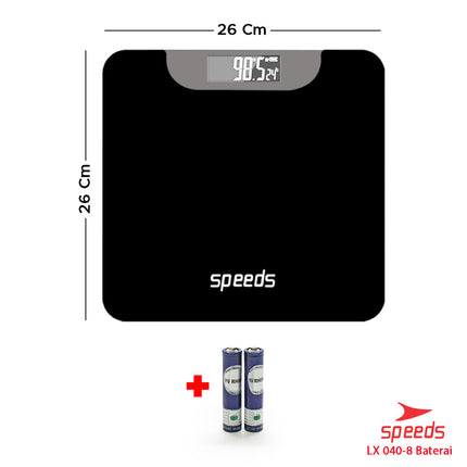 SPEEDS Timbangan Badan Digital 180kg scale kaca Berat Mini Max 040-8