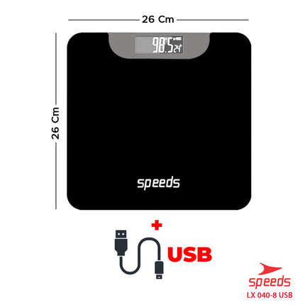 SPEEDS Timbangan Badan Digital 180kg scale kaca Berat Mini Max 040-8