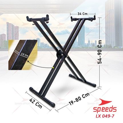 SPEEDS Alat Musik Stand Keyboard Double Kaki Keyboard X Piano Dewasa Lipat Portable 049-7