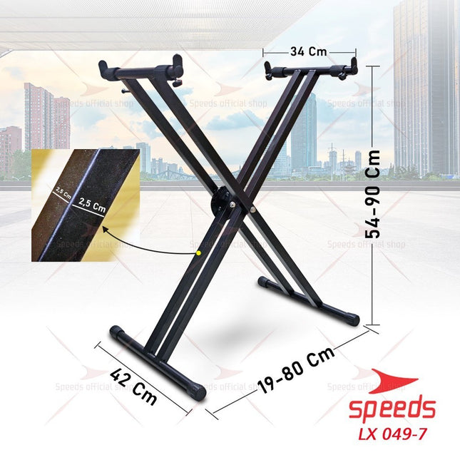 SPEEDS Alat Musik Stand Keyboard Double Kaki Keyboard X Piano Dewasa Lipat Portable 049-7