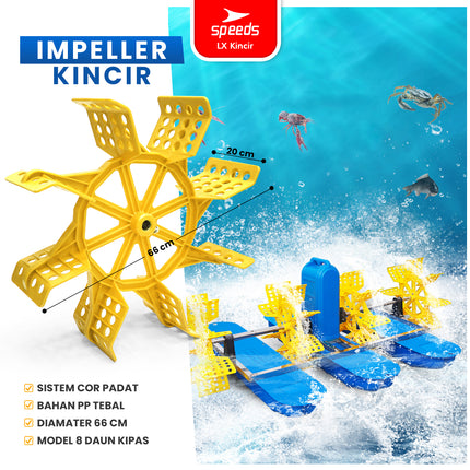 SPEEDS 66cm Water Wheel Pond Impeller 8-Blade Solid Cast Pond Water Float Water Aerator