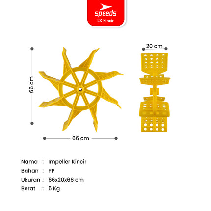 SPEEDS 66cm Water Wheel Pond Impeller 8-Blade Solid Cast Pond Water Float Water Aerator