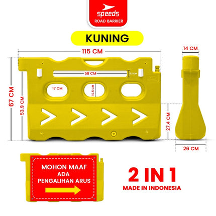 SPEEDS Penutup Jalan Safety Road Barrier Pembatas Road Barrier Block Water Isi Air 2in1 Pemisah Lalu Lintas