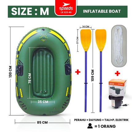 SPEEDS Perahu Karet Tiup Mancing Inflatable Boat 2 Orang Kayak + Dayung Arung Jeram 020-46