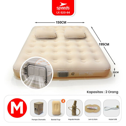 SPEEDS Kasur Angin Tiup 200x154x43cm Multifungsi Matras Kasur Pompa Outdoor Inflatable Bed 020-65