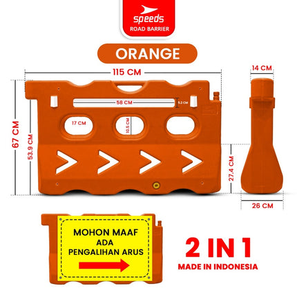 SPEEDS Penutup Jalan Safety Road Barrier Pembatas Road Barrier Block Water Isi Air 2in1 Pemisah Lalu Lintas