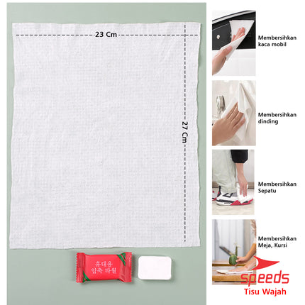 SPEEDS Portable Facial Tissue 24x30cm Compressed Magic Mini Facial Tissue Soft Cotton Material