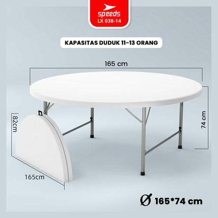 SPEEDS Meja Lipat Bulat Plastik Serbaguna 183cm 038-15