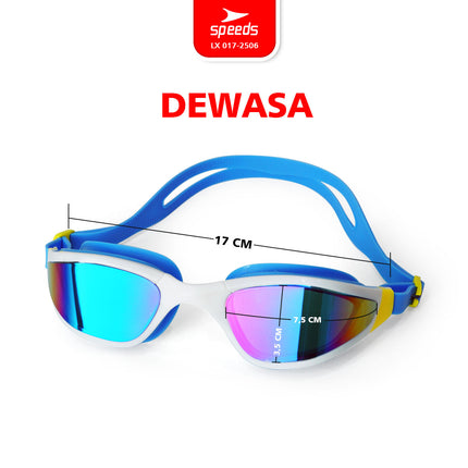 SPEEDS Kacamata Renang Swimming Goggles Silicon Strap Anti FOG & UV Lensa Berwarna 017-2506